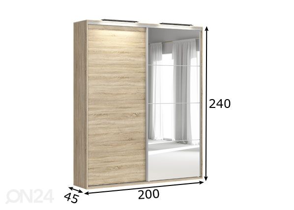 Riidekapp Franziska 200 cm mõõdud