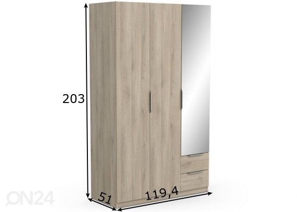 Riidekapp Ghost 120 cm mõõdud