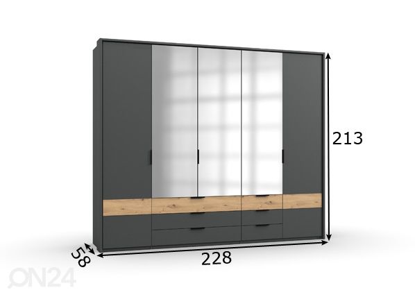 Riidekapp Gibraltar 225 cm + raam mõõdud