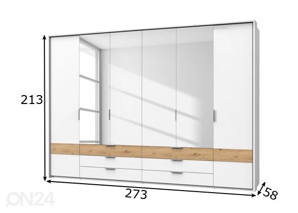 Riidekapp Gibraltar 270 cm + raam mõõdud