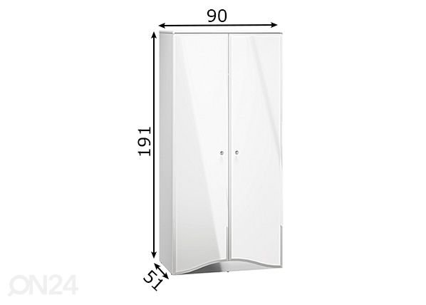 Riidekapp Glara 90 cm mõõdud