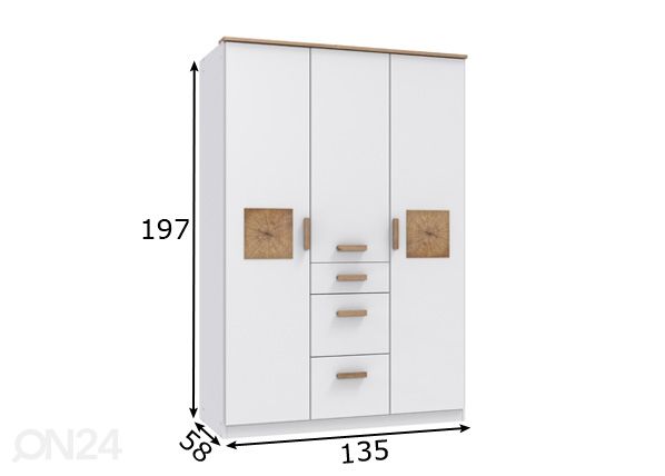 Riidekapp Gotland 135 cm mõõdud
