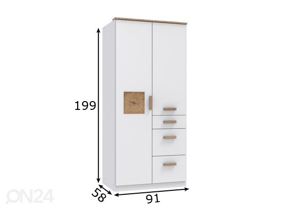 Riidekapp Gotland 90 cm mõõdud