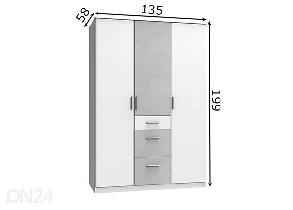 Riidekapp Joker 135 cm mõõdud