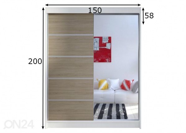 Riidekapp + LED mõõdud