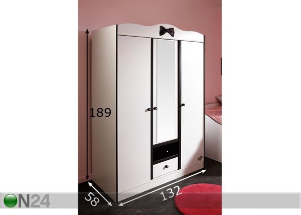 Riidekapp Lovely Light 3 uksega mõõdud