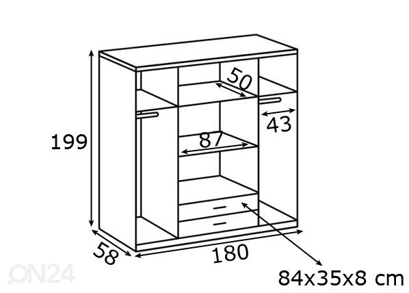 Riidekapp Lübeck 180 cm mõõdud