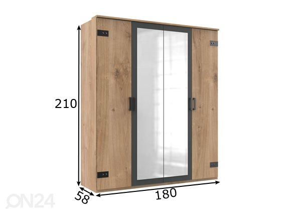 Riidekapp Malmö 180 cm mõõdud