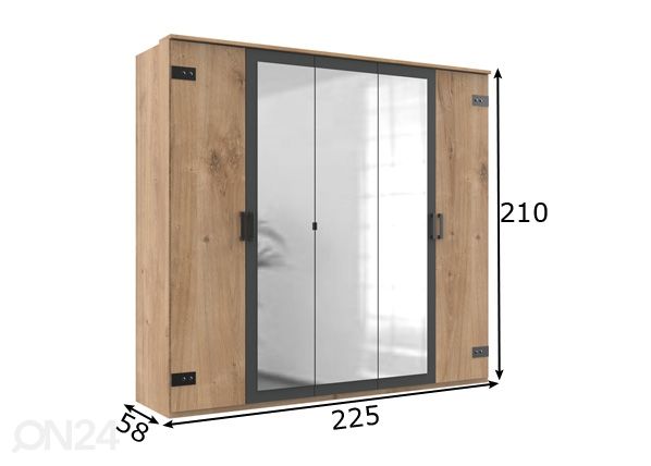 Riidekapp Malmö 225 cm mõõdud