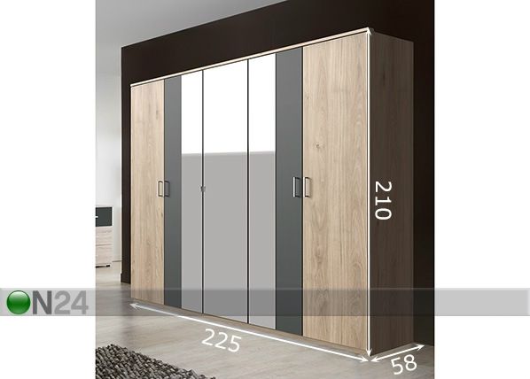 Riidekapp Neapel 225 cm mõõdud
