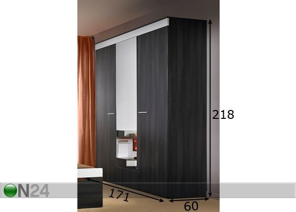 Riidekapp Perla 3 uksega mõõdud