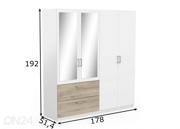 Riidekapp Ready2 178cm mõõdud