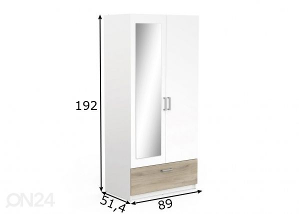 Riidekapp Ready2 89cm mõõdud