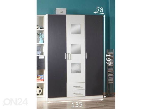 Riidekapp Rocco 135 cm mõõdud