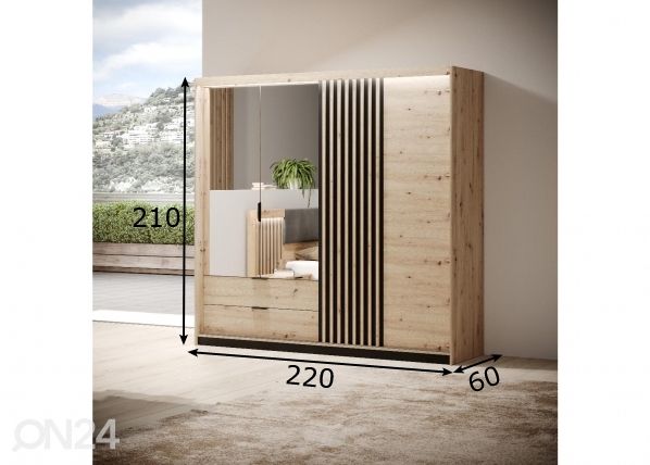 Riidekapp Tally A 220 cm mõõdud