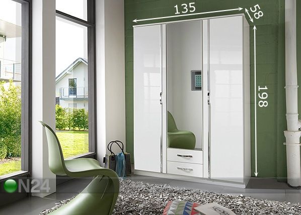 Riidekapp Trio 135 cm mõõdud