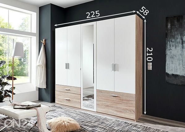 Riidekapp Venlo 225 cm mõõdud