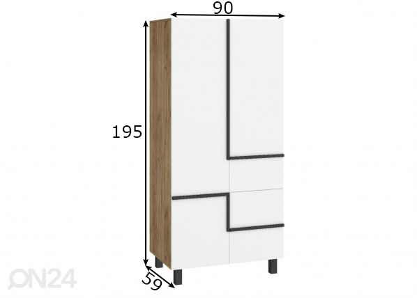 Riidekapp Youghal 90 cm mõõdud