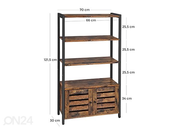 Riiul 121 cm, pruun/must mõõdud