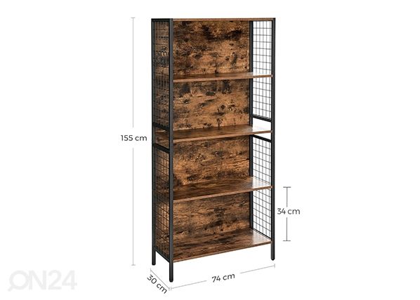 Riiul 74 cm, pruun/must mõõdud