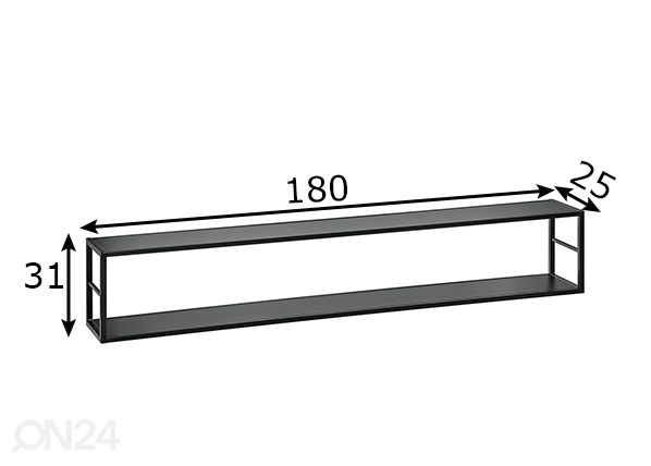 Riiul Switch 180 cm, must mõõdud