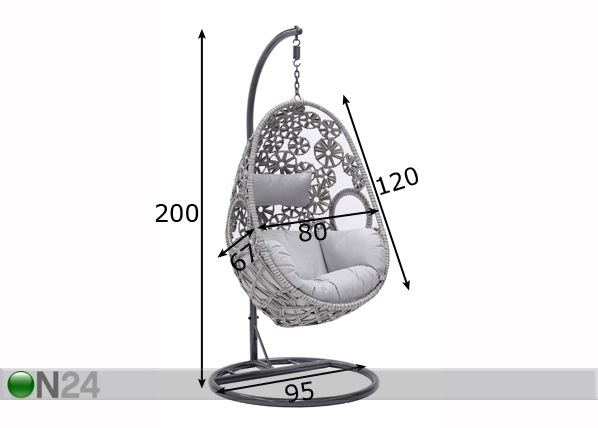 Ripp-korvtool kandejalaga Eva mõõdud