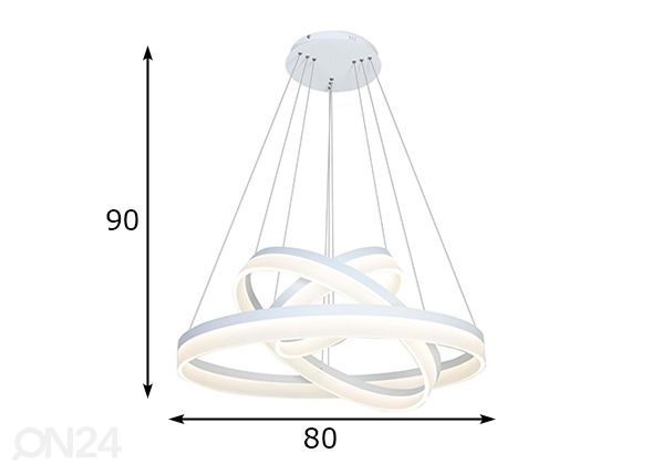 Rippvalgusti 114 W LED + pult mõõdud