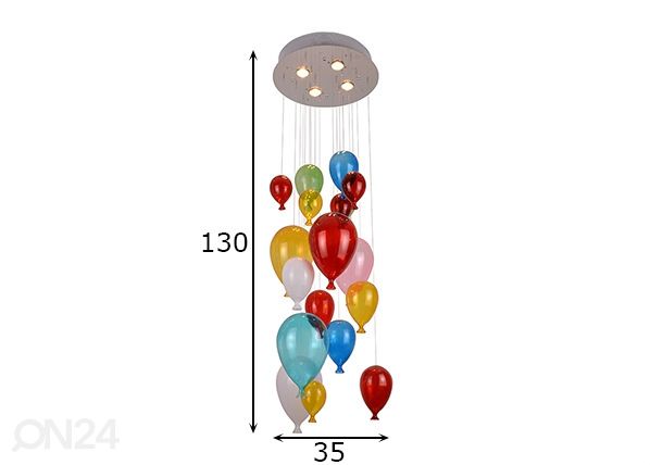 Rippvalgusti Balloon mõõdud