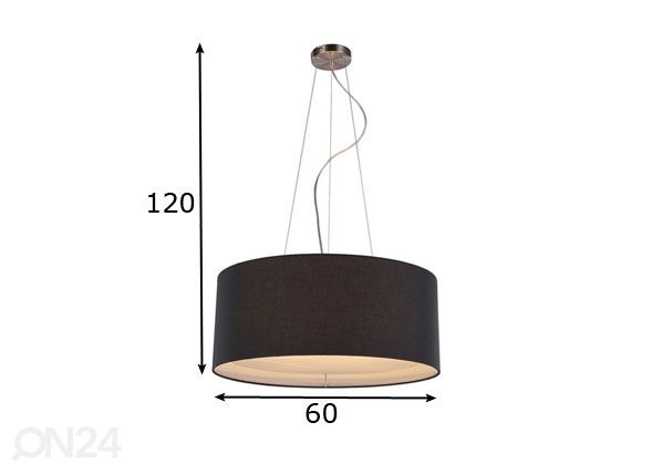 Rippvalgusti Cafe Black Ø60 cm mõõdud