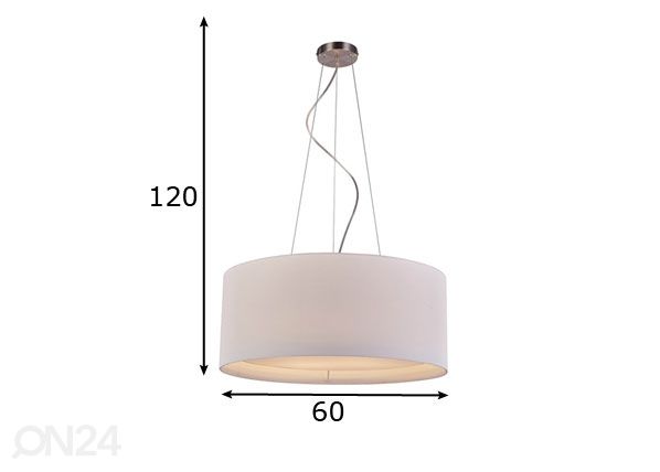 Rippvalgusti Cafe White Ø60 cm mõõdud