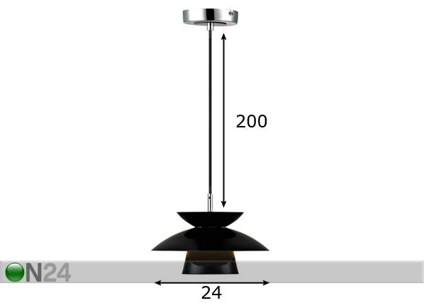 Rippvalgusti Dallas Metal Ø 24 cm mõõdud