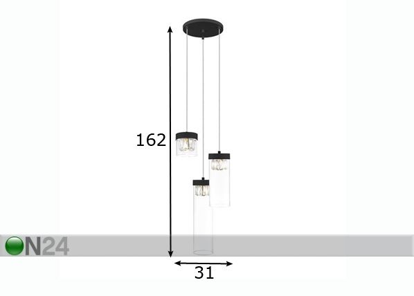 Rippvalgusti Gem Black Ø 31 cm mõõdud