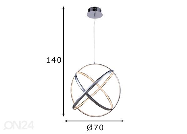 Rippvalgusti Globus Ø70 cm mõõdud