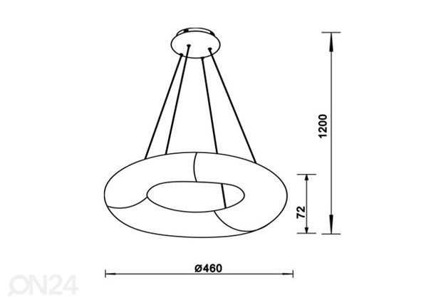Rippvalgusti Lima LED Ø 46 cm mõõdud