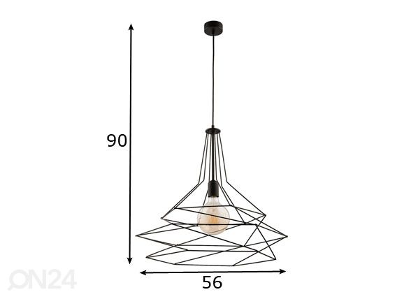 Rippvalgusti Oro Black Ø 56 cm mõõdud