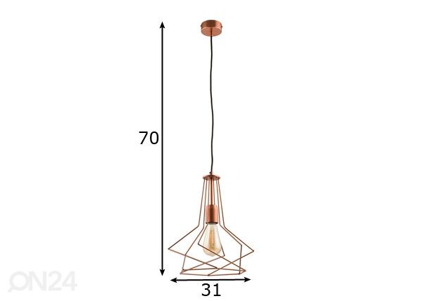 Rippvalgusti Oro Copper Ø 31 cm mõõdud