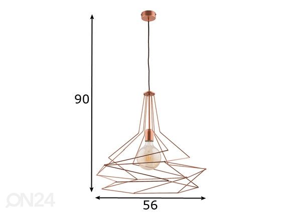 Rippvalgusti Oro Copper Ø 56 cm mõõdud