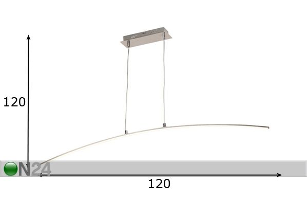 Rippvalgusti Pista-2 LED mõõdud