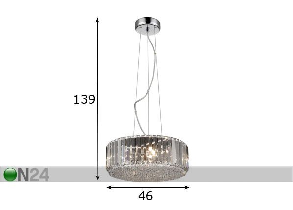 Rippvalgusti Prince Ø46 cm mõõdud