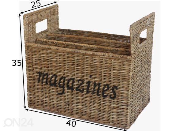 Rotangist ajalehehoidja Magazine mõõdud