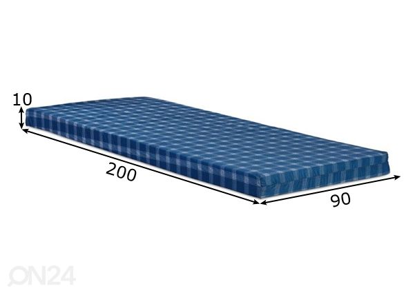 Rullmadratsite komplekt 90x200x10 cm, 2 tk mõõdud