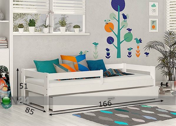 Sahtliga lastevoodi 80x160 cm mõõdud