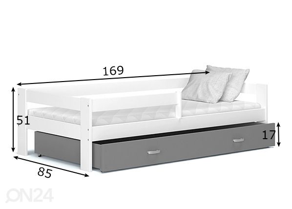 Sahtliga lastevoodi 80x160 cm mõõdud