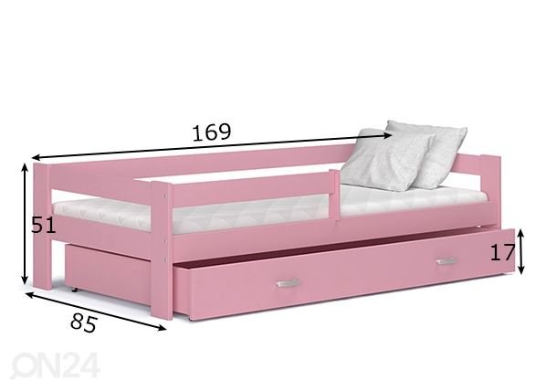 Sahtliga lastevoodi 80x160 cm mõõdud