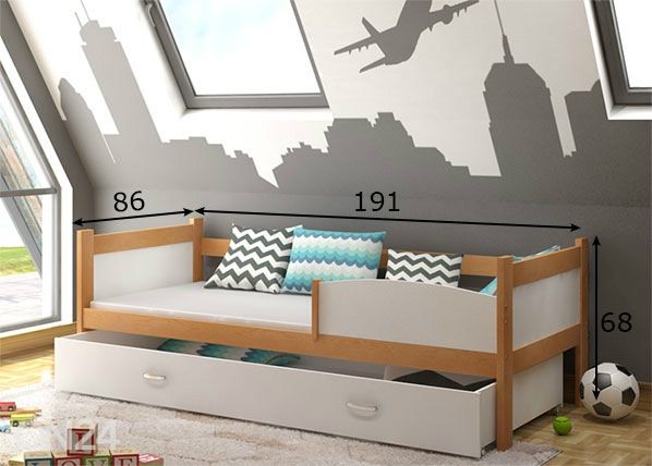 Sahtliga lastevoodi 80x184 cm mõõdud