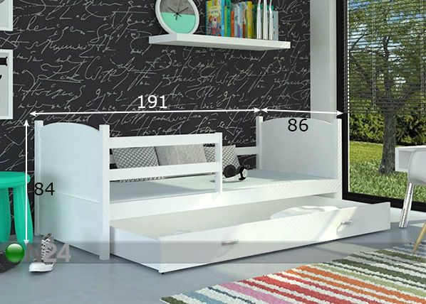 Sahtliga lastevoodi 80x184 cm+madrats mõõdud