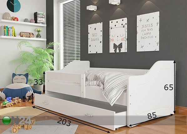 Sahtliga lastevoodi 80x200 cm mõõdud