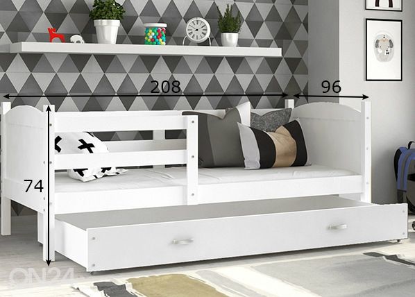 Sahtliga lastevoodi 90x200 cm mõõdud