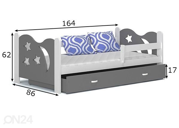 Sahtliga lastevoodi + madrats 80x160 cm mõõdud
