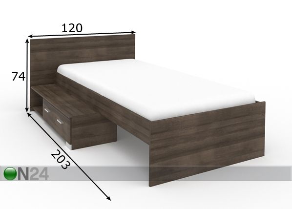 Sahtliga voodi Galaxy 90x200 cm mõõdud